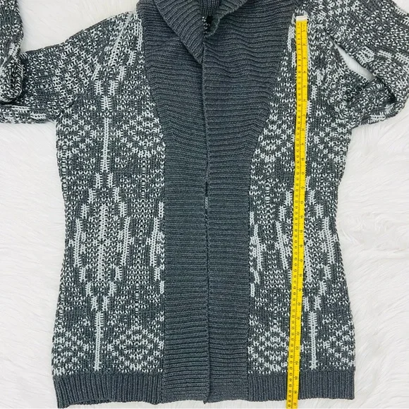 NWT! Talbots Mid Length Wool Blend Chunky Knit Geometric Gray Metallic Thread - Picture 9 of 12